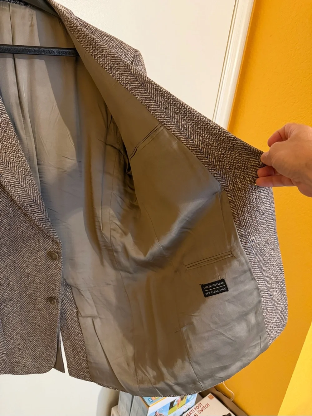 Tailored Brown Herringbone Men's Blazer